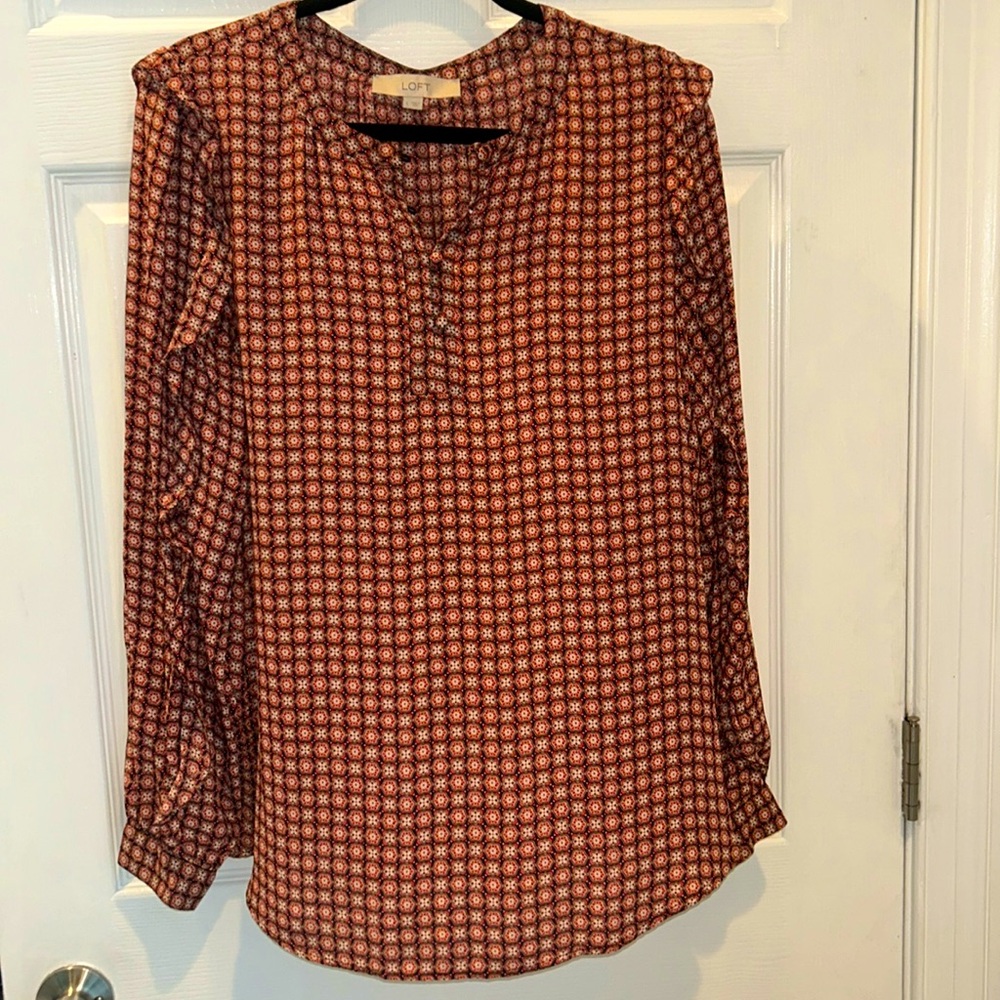 Loft - Long Sleeve Blouse - Ruffled Sleeve - Size L